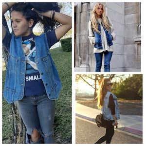 Vintage Denim Jean Vest Lizwear Claiborne L 80 90